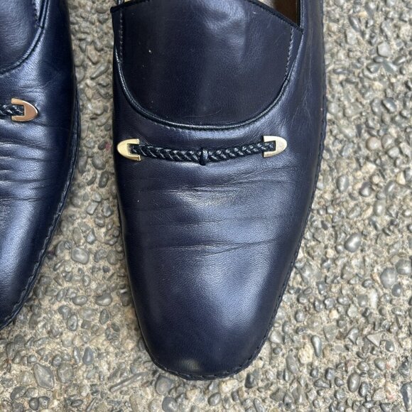 Moreschi Vintage Navy Blue Leather Men\'s Italian Dress Shoes Size 8.5 main image 9